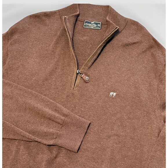 Southern Point Co. “The Hayward” 1/4 Zip Sweater Men’s Large Dog Logo Brown - Picture 1 of 8